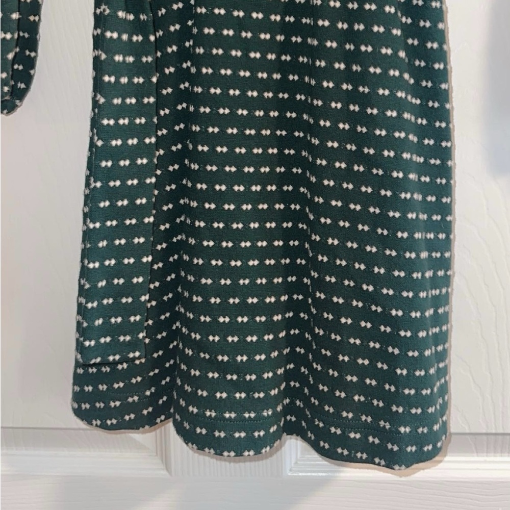 Anthropologie Maeve Emerald Green Malta Belted Long Sleeve Dress - Picture 3 of 10